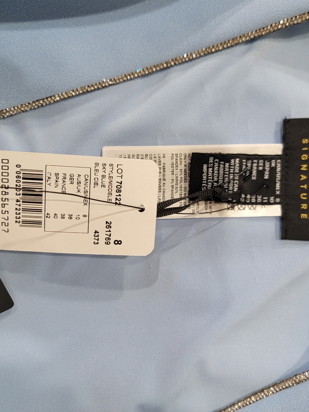 Joseph Ribkoff Light Blue Cropped Open-Front Jacket with Silver Trim - Picture 6 of 7